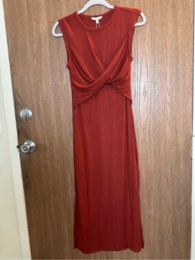 Joie Rust Twist-Front Sleeveless Maxi Dress